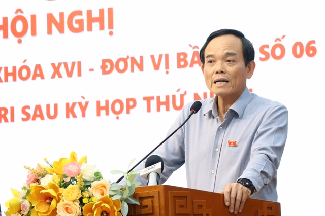 Bí thư Thành ủy TP.HCM Trần Lưu Quang trả lời các ý kiến của cử tri. Ảnh: THANH THÙY